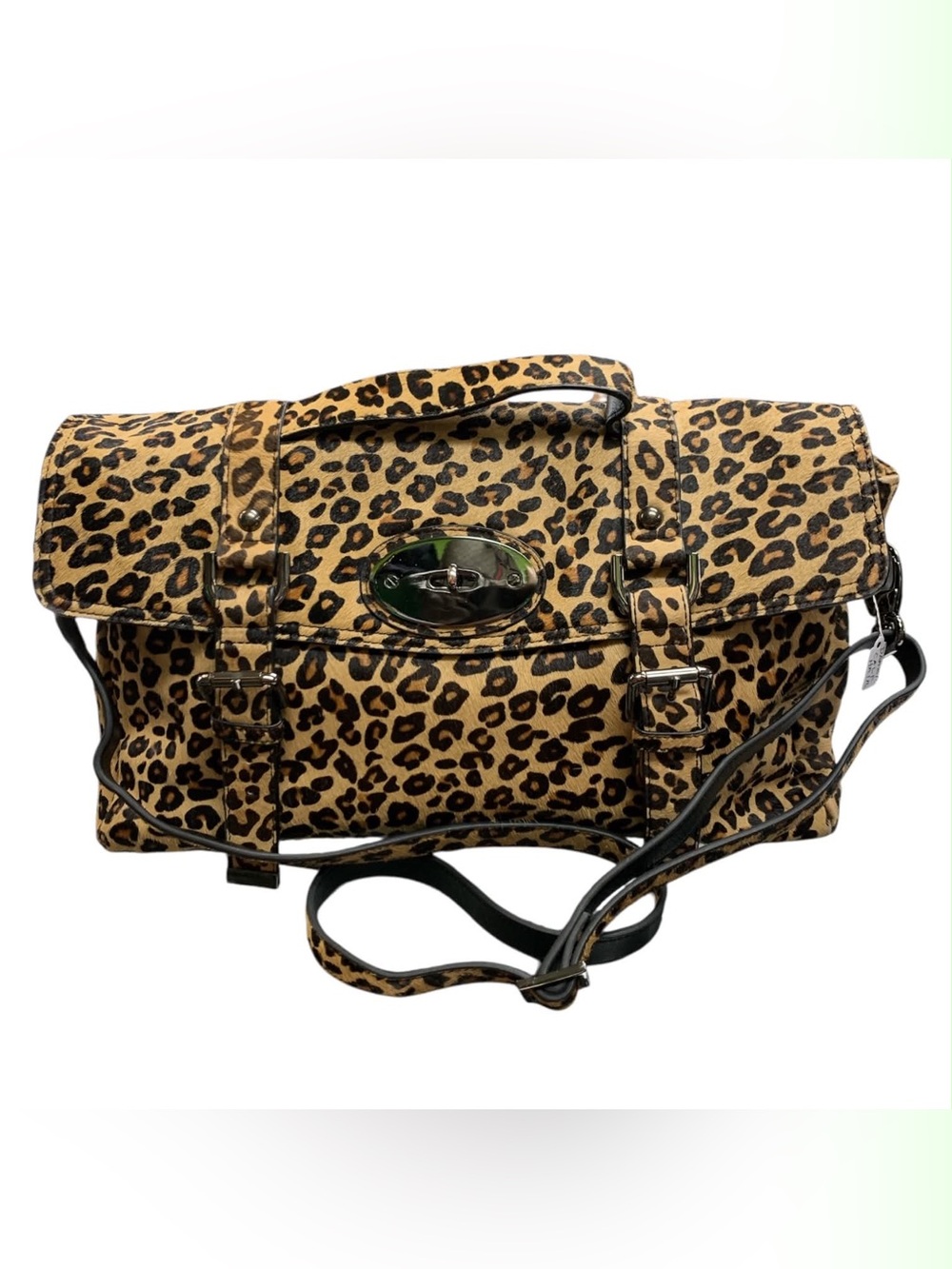 Danier Leopard Print Satchel in Tan and Black